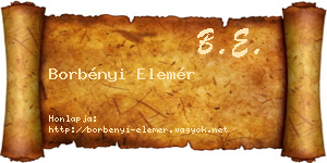 Borbényi Elemér névjegykártya