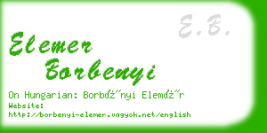 elemer borbenyi business card